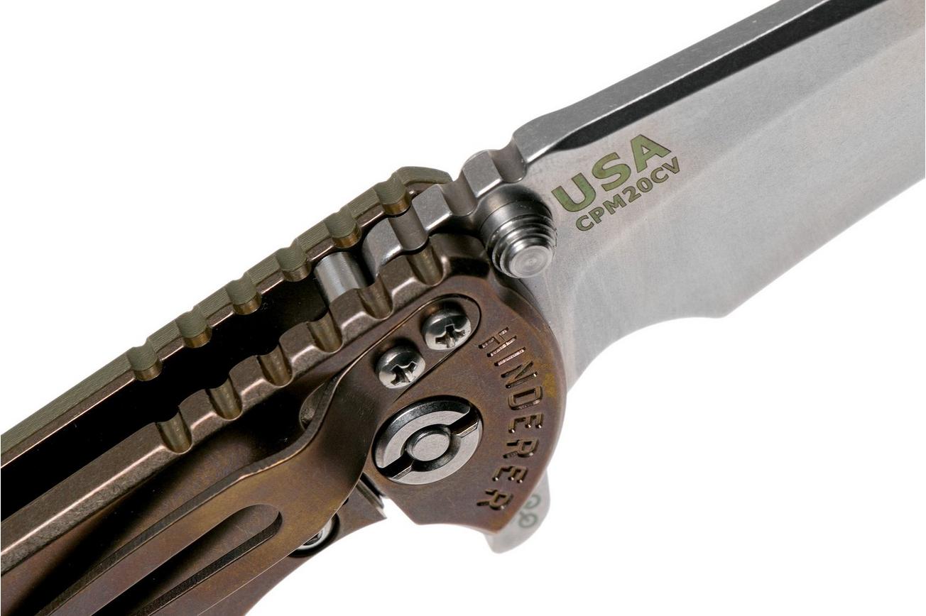 Rick Hinderer XM18 3.5” Recurve, CPM 20 CV, Stonewash Bronze, OD Green G10, zakmes