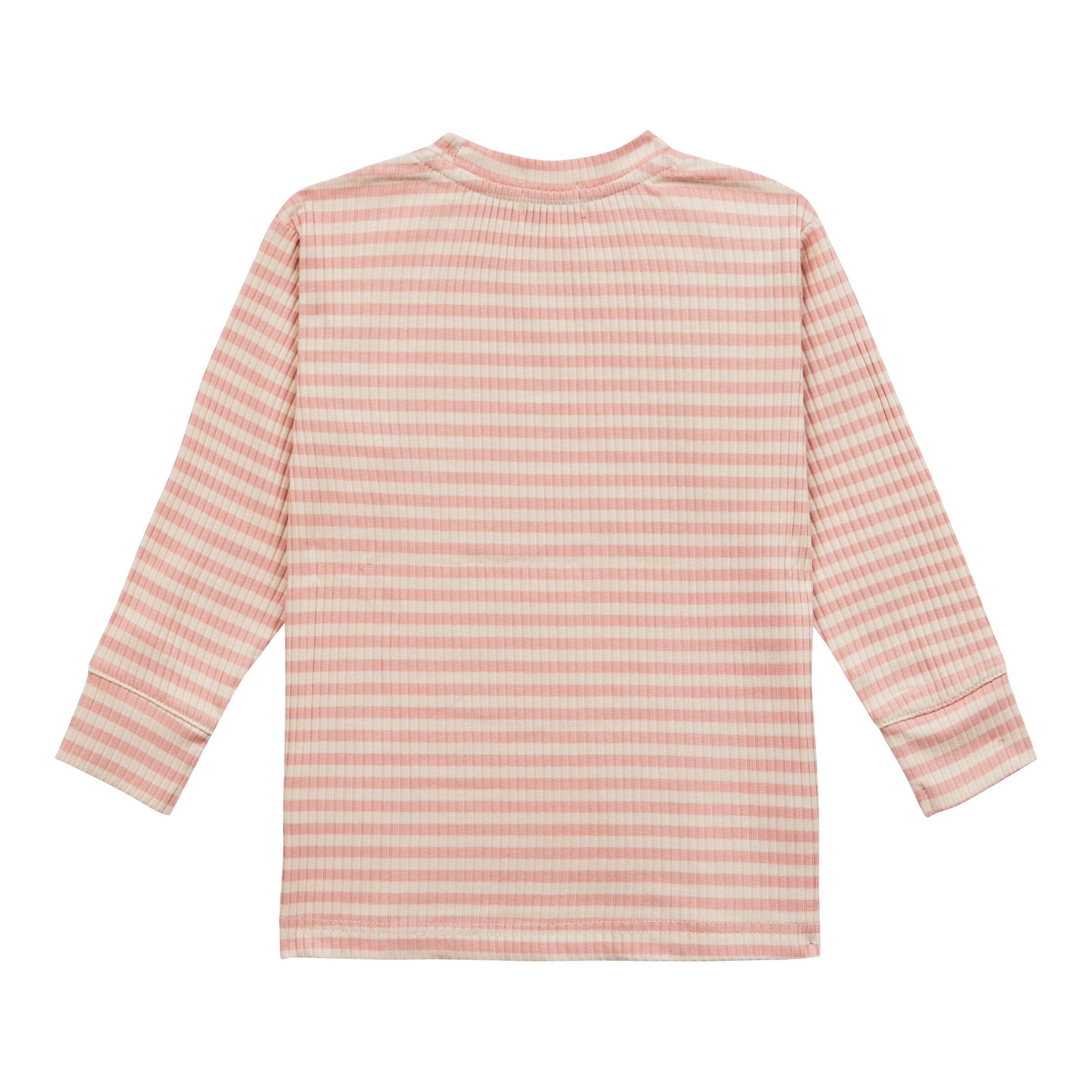 Lässig Shirt langarm Rippqualität Ringel Kirschen Little Gang rosa/natur