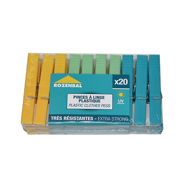 Pinces à linge en plastique coloré, lot de 20