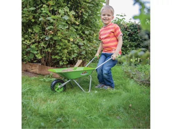 Kit petit jardinier accessoires pour enfant en métal Gants + petits outils + brouette + arrosoir