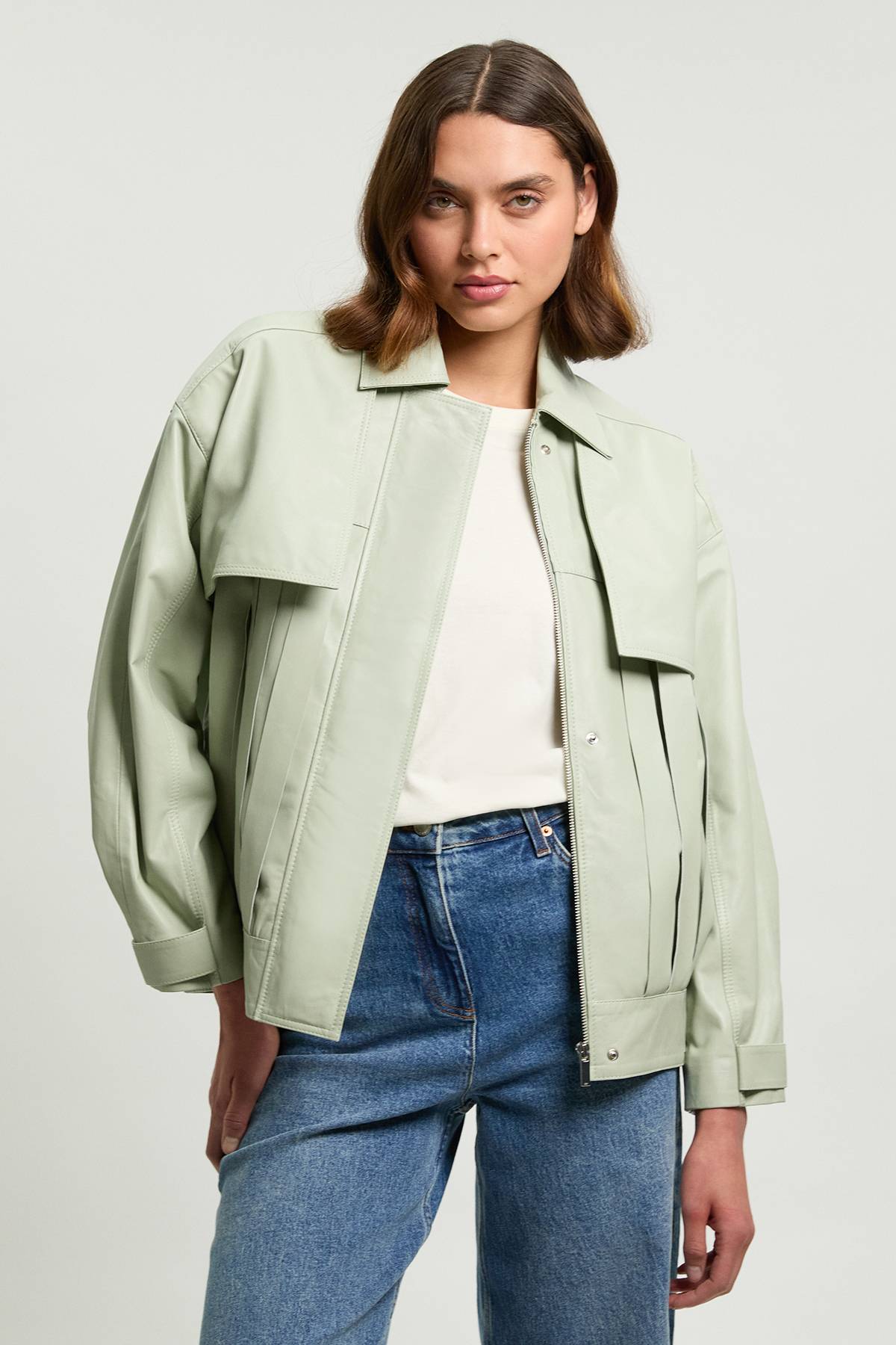 KarenMillen Veste À Col Avec Franges En Cuir