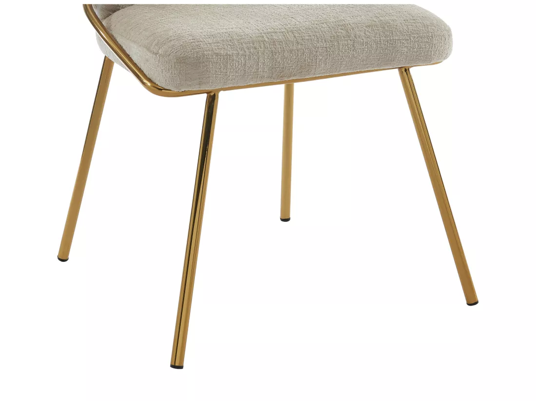 Lot de 6 chaises en tissu et métal doré - Beige - LUXIVA de Pascal Morabito