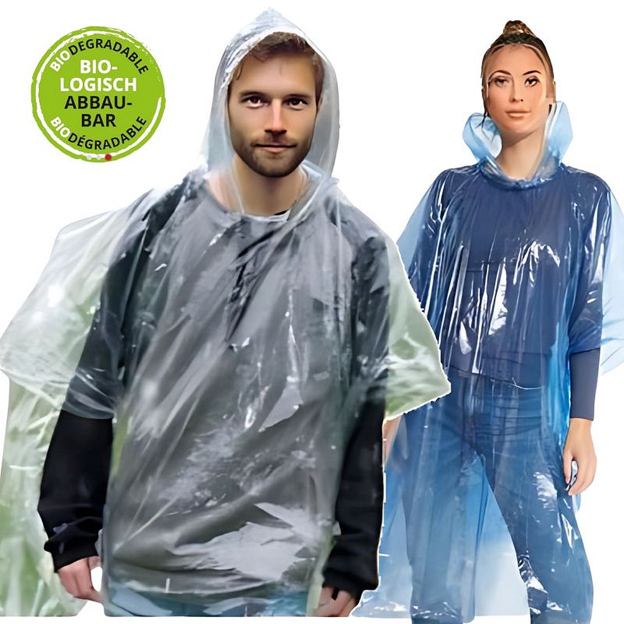 Regen-Poncho One Size Adults Oeko-Tex 100% recycled LDPE