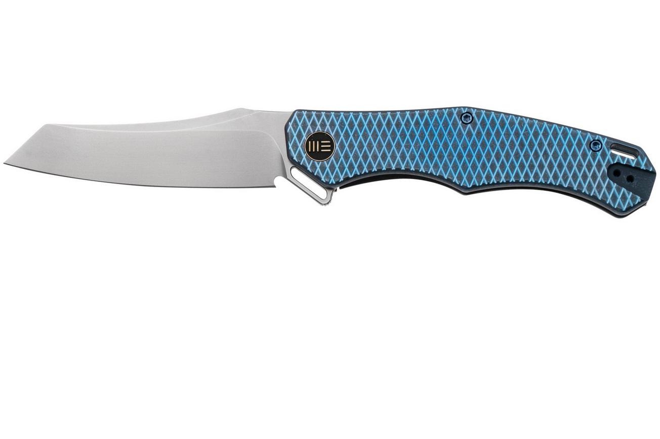 WE Knife RekkeR WE22010G-4 Polished Bead Blasted CPM 20CV, Blue Titanium Blue Diamond Pattern zakmes, Kyle Lamb design