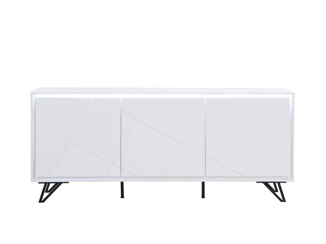 Buffet 3 portes avec LEDs en MDF - Blanc laqué - SALIANO
