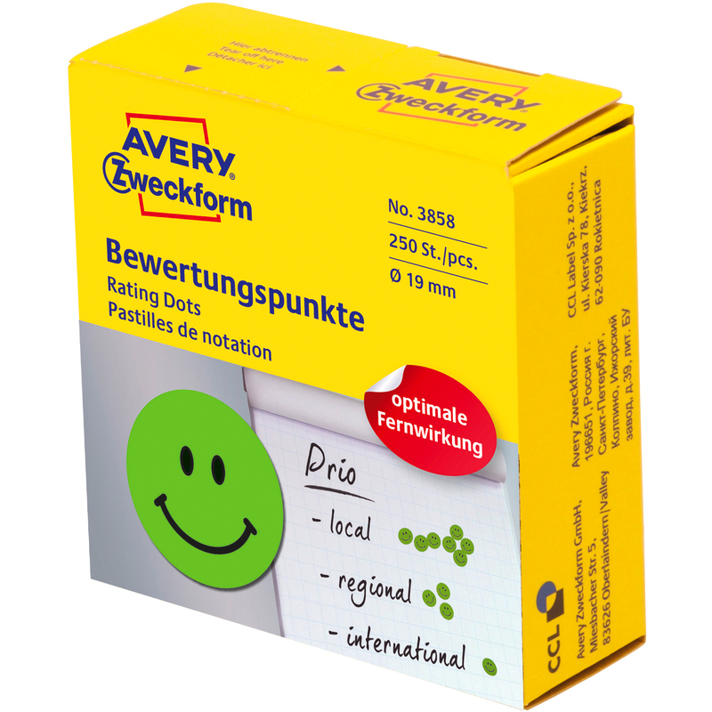 Avery Zweckform Sticker Bewertungspunkte 3858, lachendes Gesicht