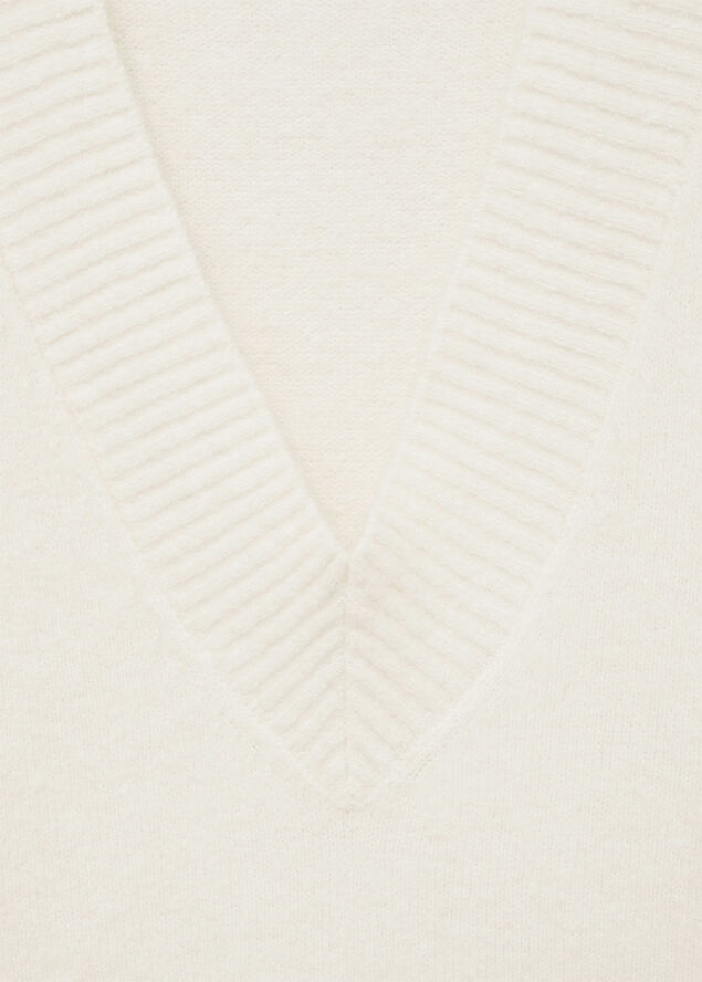 MANGO Oversized V-neck sweater Light beige