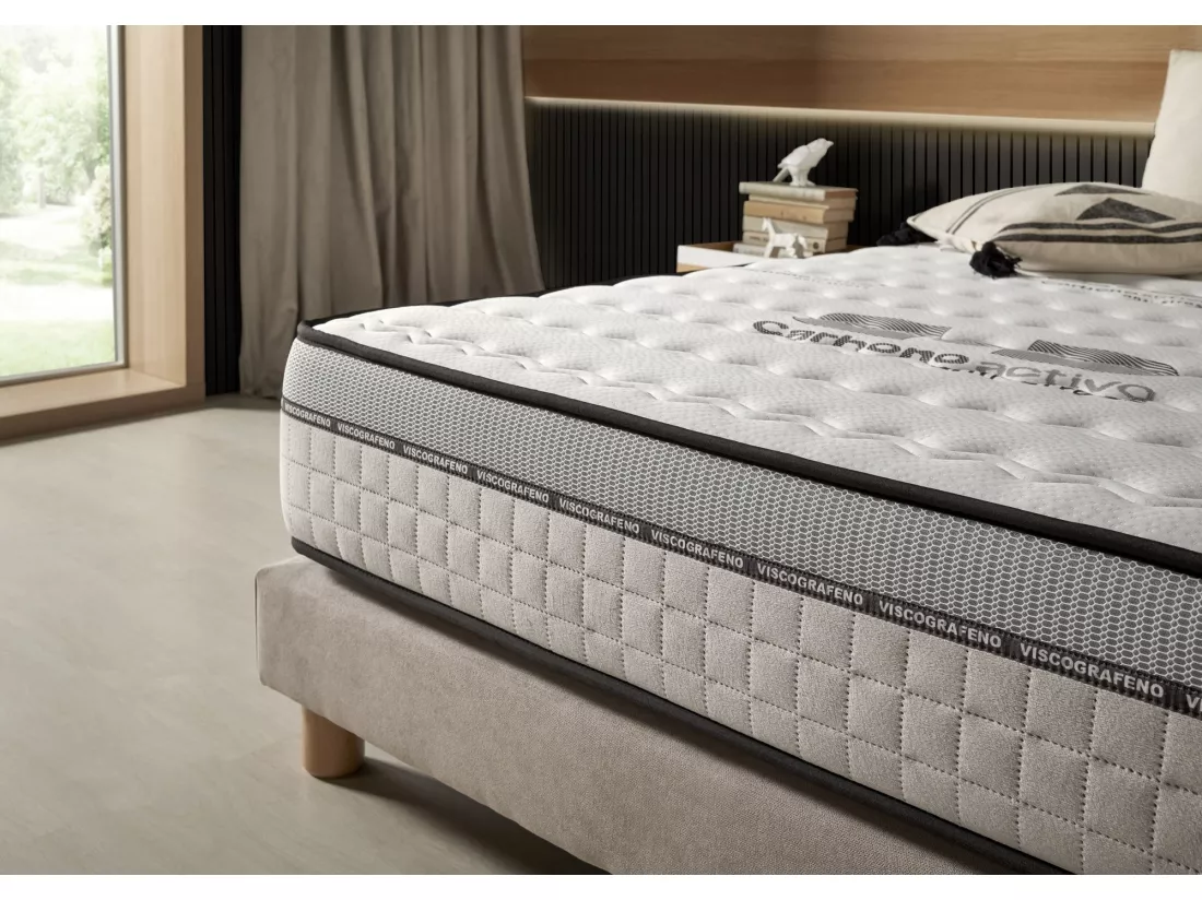 Naturalex - Matelas Visco-carbone 140x190 cm - Mousse HR - Soutien Blue Latex - Très Épais 24 cm, Mémoire de forme, 7 zones, Antistress - Réversible été, hiver