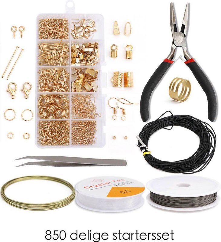 FLOKOO - Sieraden Maken Starter Set - Goud - DIY Zelf Sieraden Maken - Oorbellen - Ketting Hanger - Bedel Armbanden