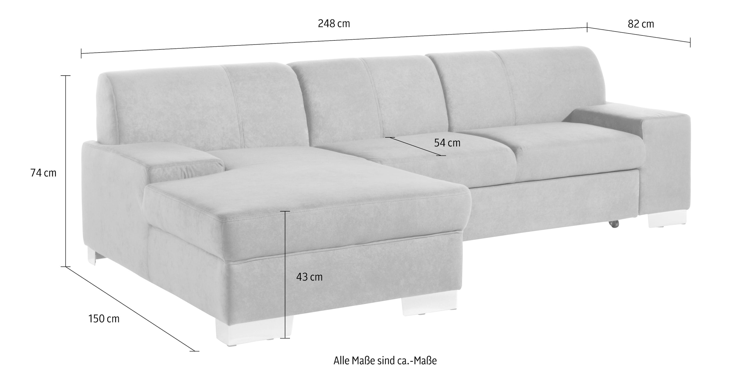 DOMO collection Ecksofa »Star, zeitlose Formensprache, elegante Optik, Breite 248cm, L-Form« wahlweise mit Bettfunktion