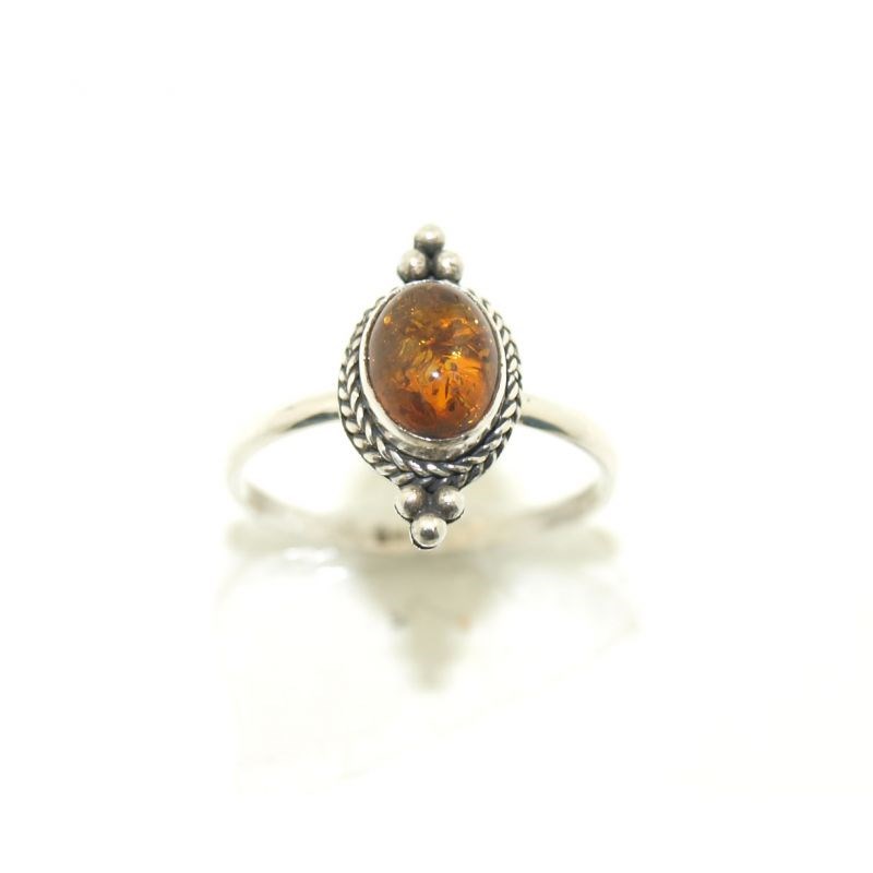 Bague argent et ambre