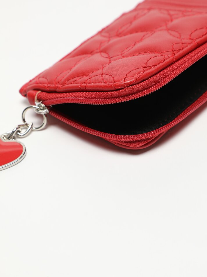 Porta-cartões com efeito de couro - Vermelho
