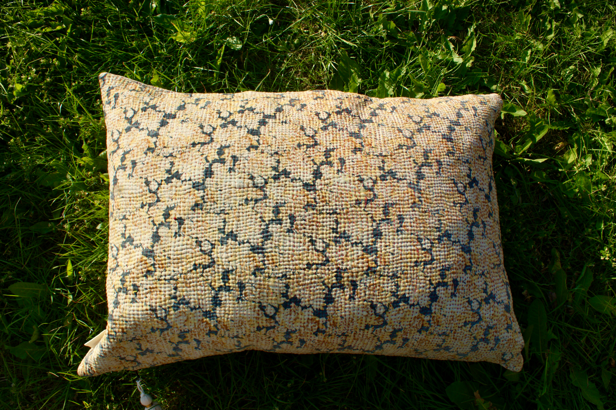 Kussen Kantha vintage 50x70 cm yellow blue