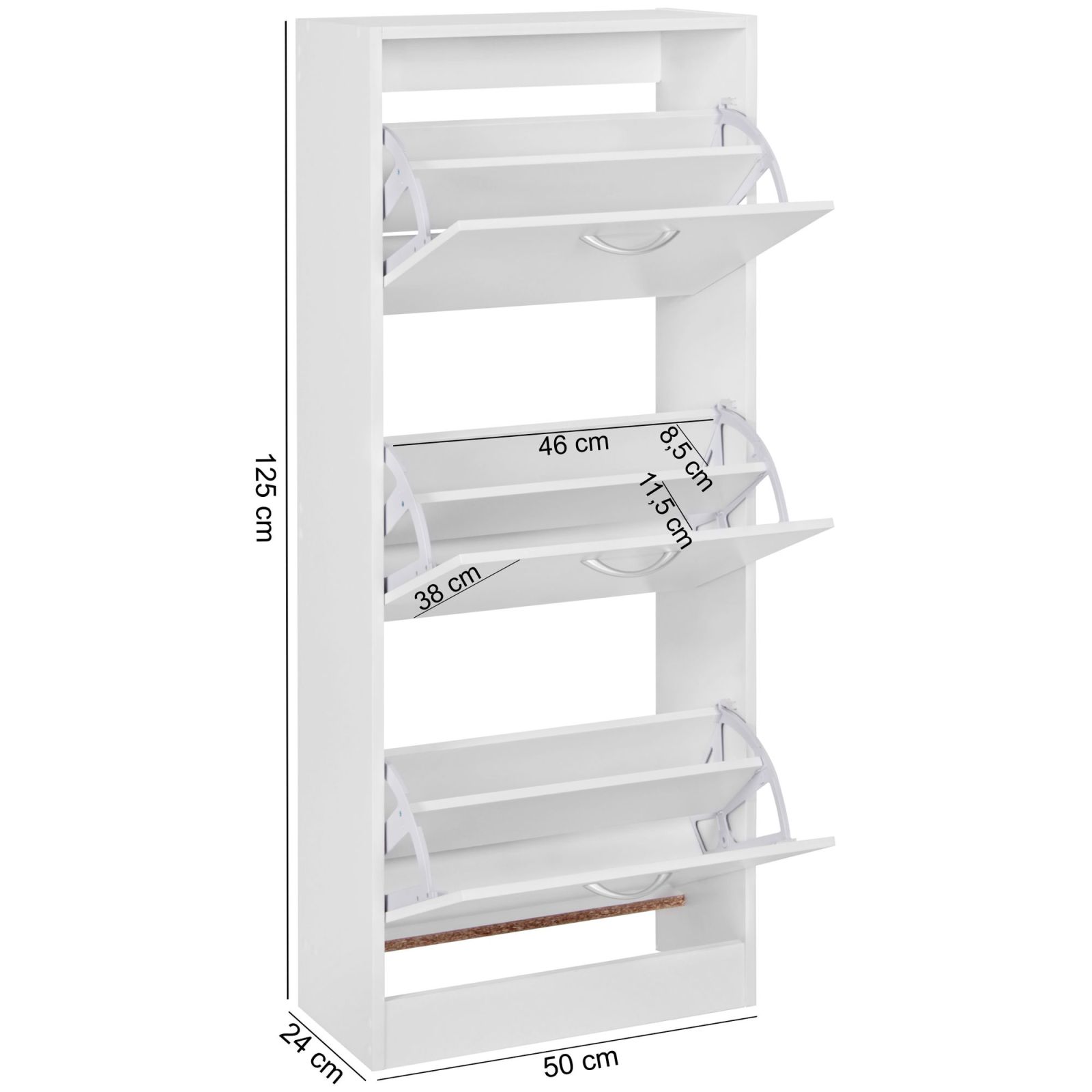 Schuhschrank - weiß - 50x125 cm