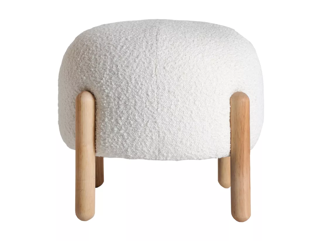 Repose- pied en coton bouclé blanc 43x43x36 cm