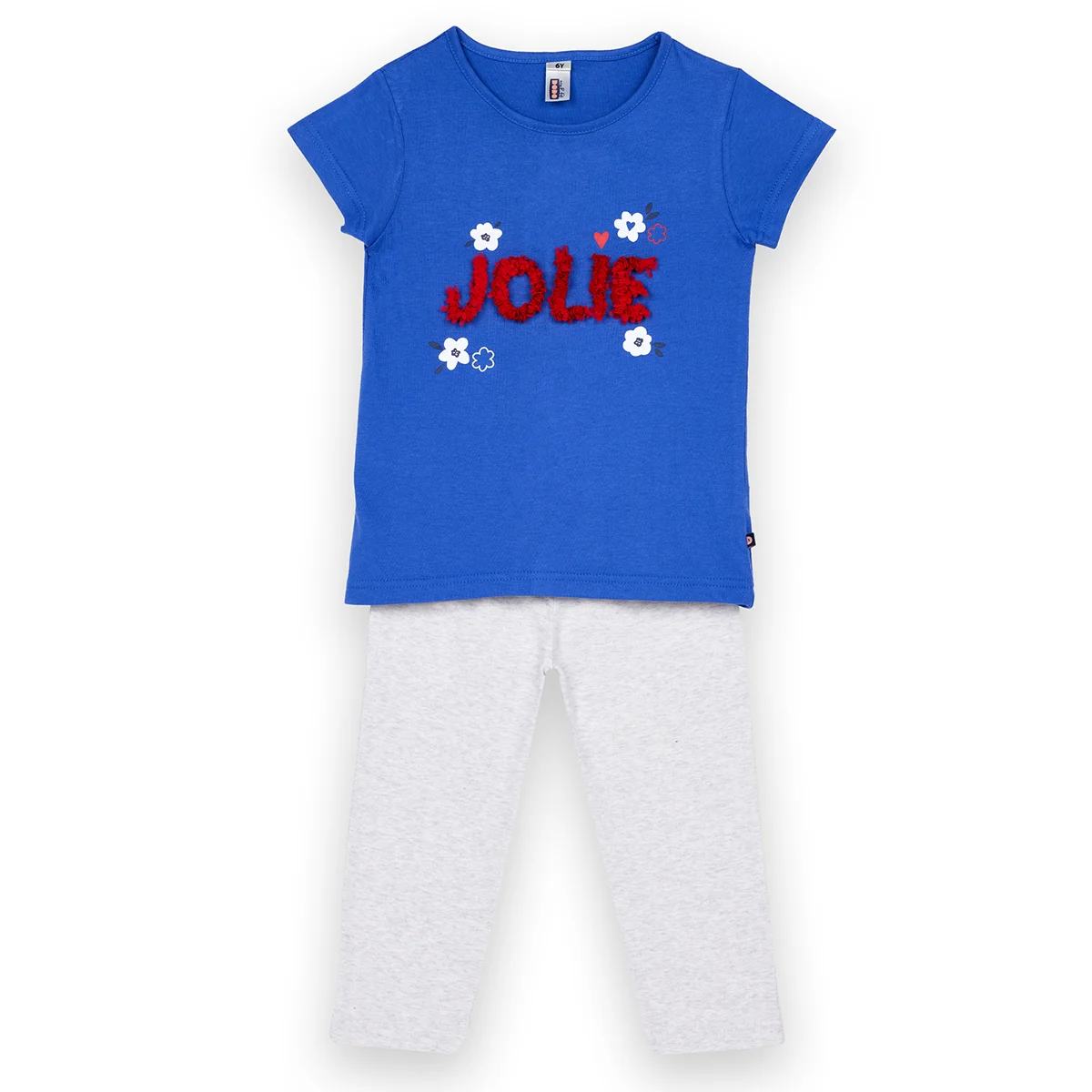 Pyjama court fille POPPY indigo/gris chiné