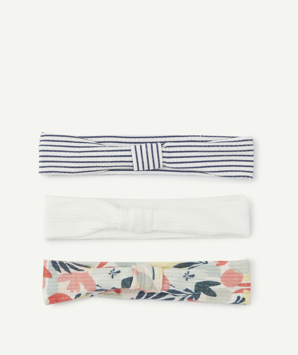 LOT DE 3 BANDEAUX BÉBÉ FILLE À CÔTES ET AVEC NOEUDS