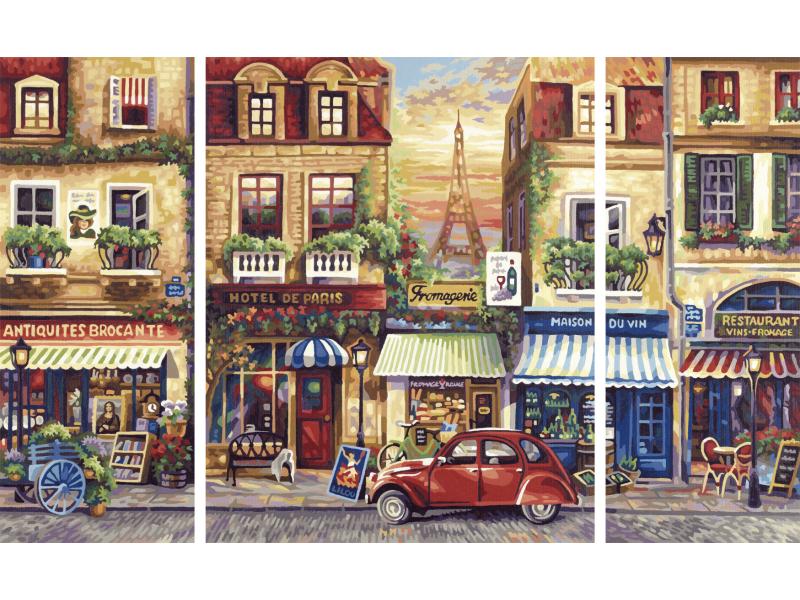 Schipper Malen nach Zahlen Paris Nostalgie Triptychon, Bilder malen für Erwachsene, inklusive Pinsel und Acrylfarben