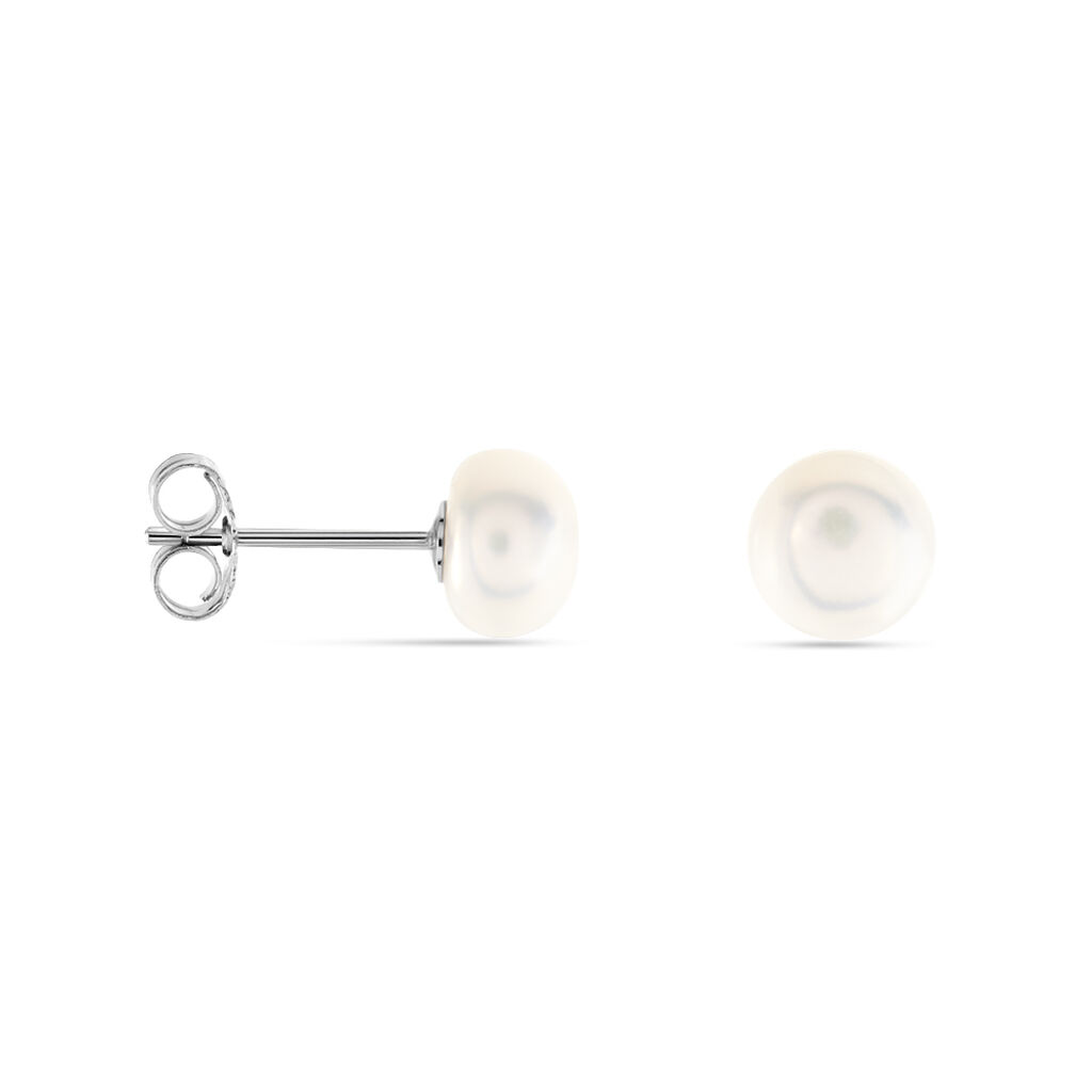 Boucles D'oreilles Puces Pascaloun Argent Perle De Culture
