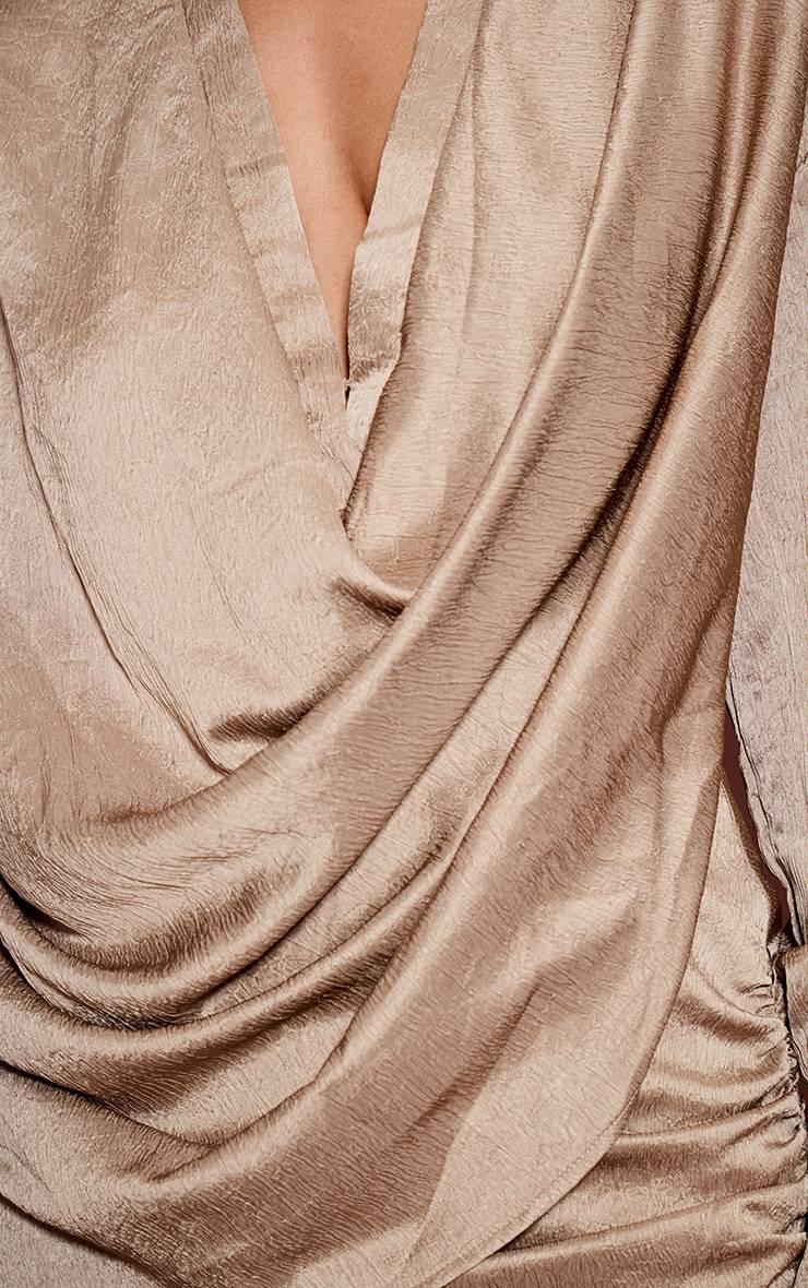 Gris Pierre Chemise Satinée Plongeante Texturée