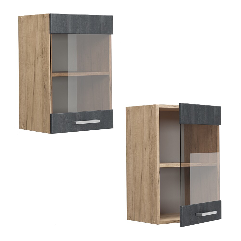 Vicco Hängeglasschrank R-Line Schwarz Beton Eiche 40 cm
