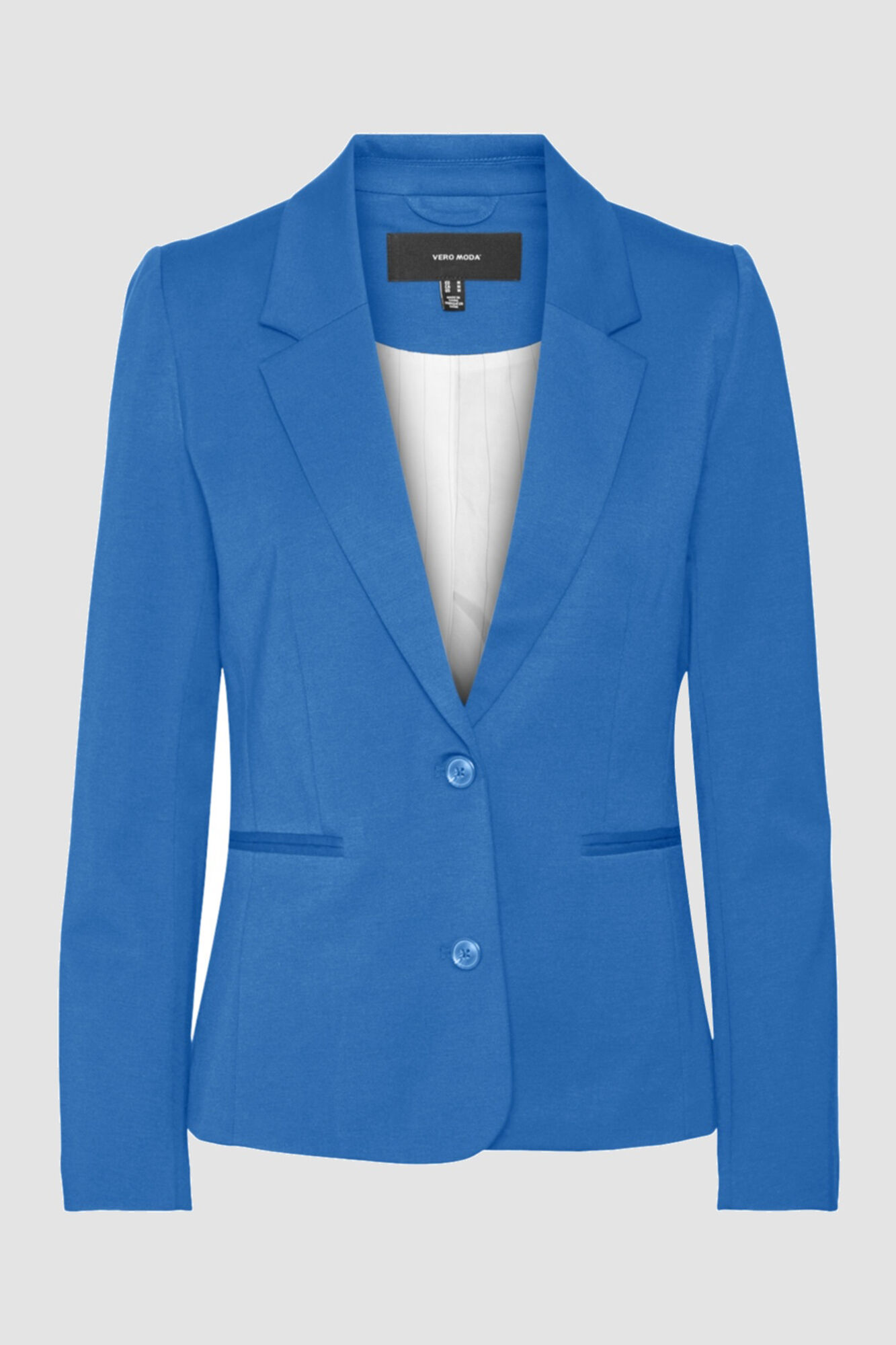 Blazer feminino de manga comprida com bolsos - Azul escuro