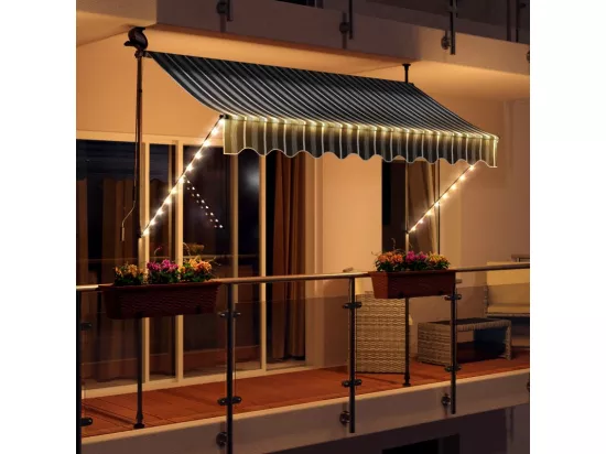 Store banne 350x150 cm avec éclairage led et manivelle
