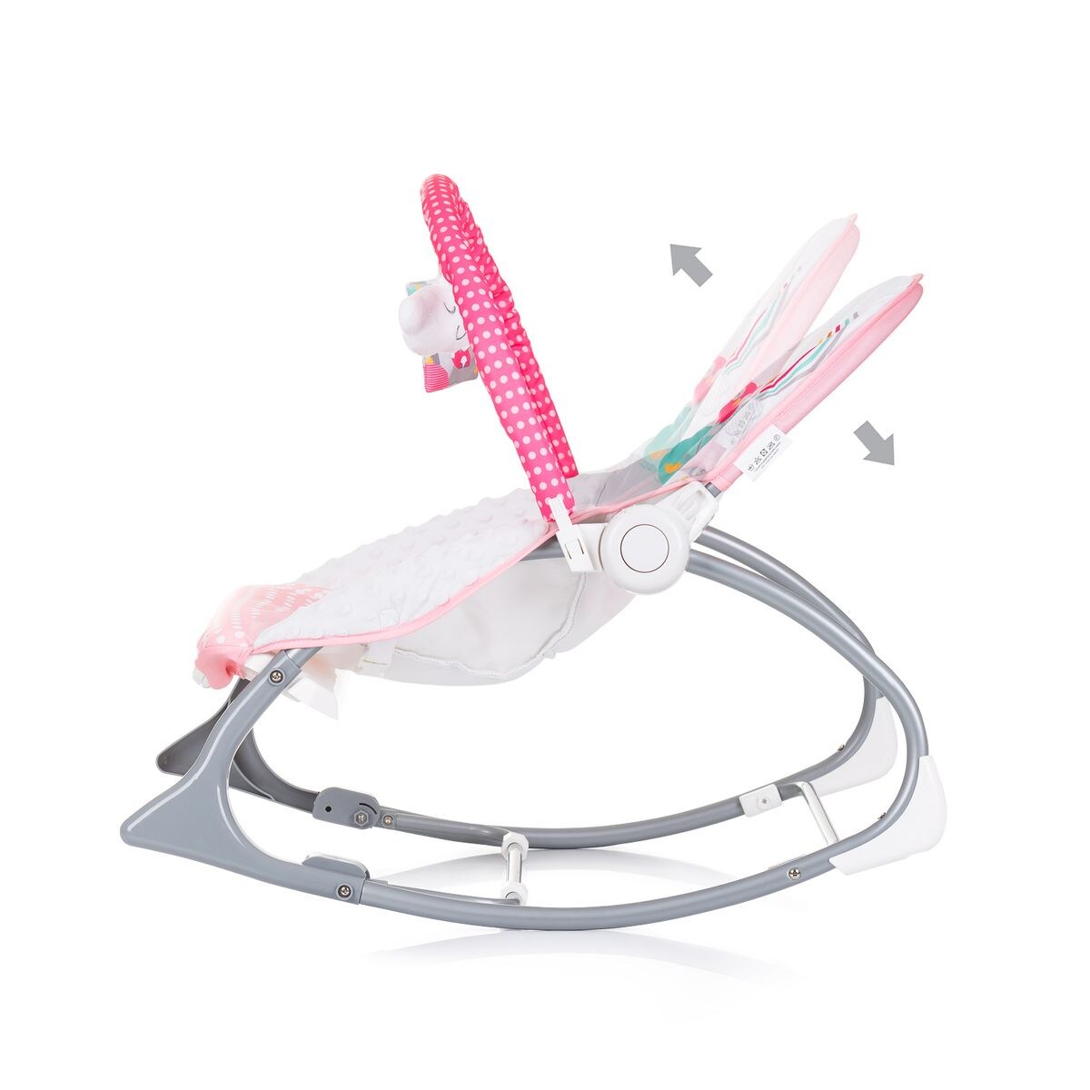 Chipolino Babywippe Melody 2 in 1 Gurt Musik Vibration Spieluhr Schaukelfunktion pink