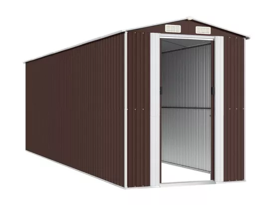 Abri de jardin Marron foncé 192x606x223 Acier galvanisé