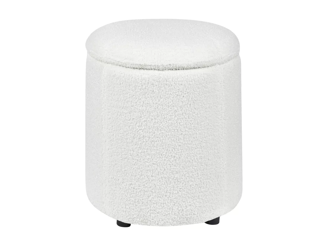 Pouf coffre en tissu bouclé blanc cassé MARYLAND