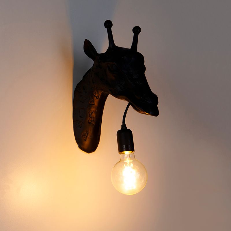 Klassieke wandlamp zwart - Animal Giraf