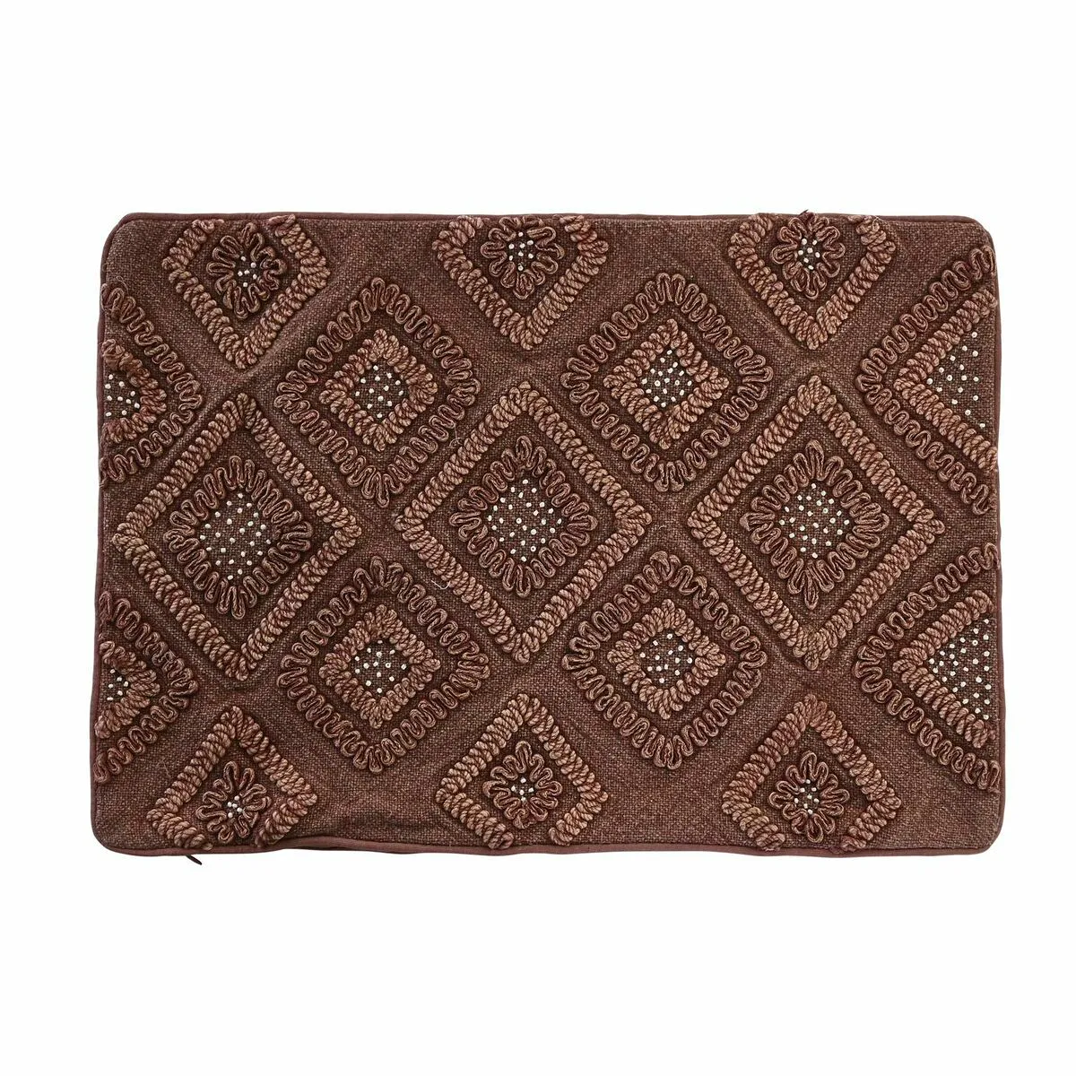 DKD Home Decor Housse de Coussin Marron Losanges