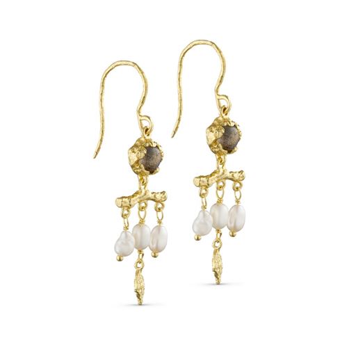 Pure By Nat Labradorit Øreringe, Goldplated Labradorit