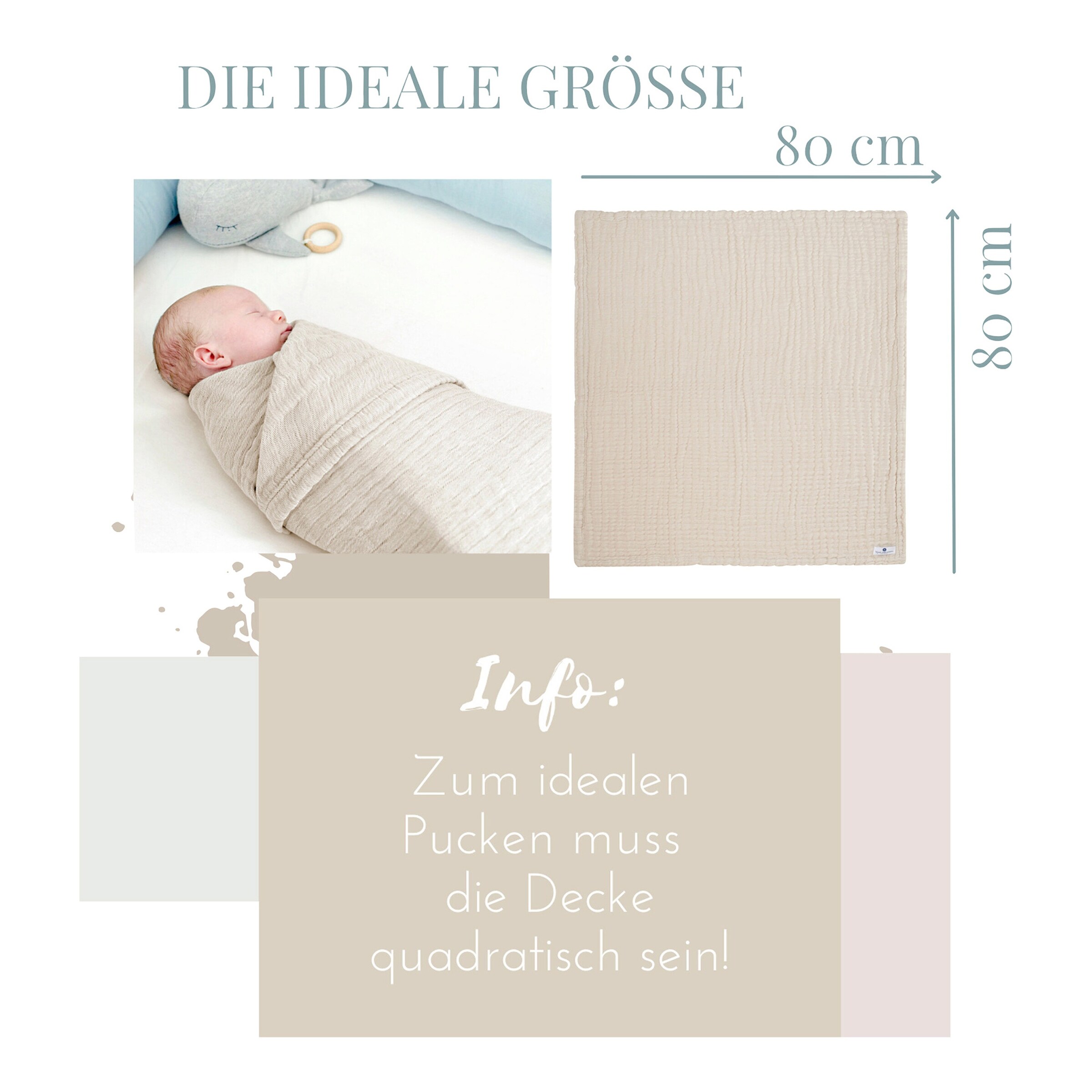 Nordic coast company Babydecke Musselin 80x80 cm natur