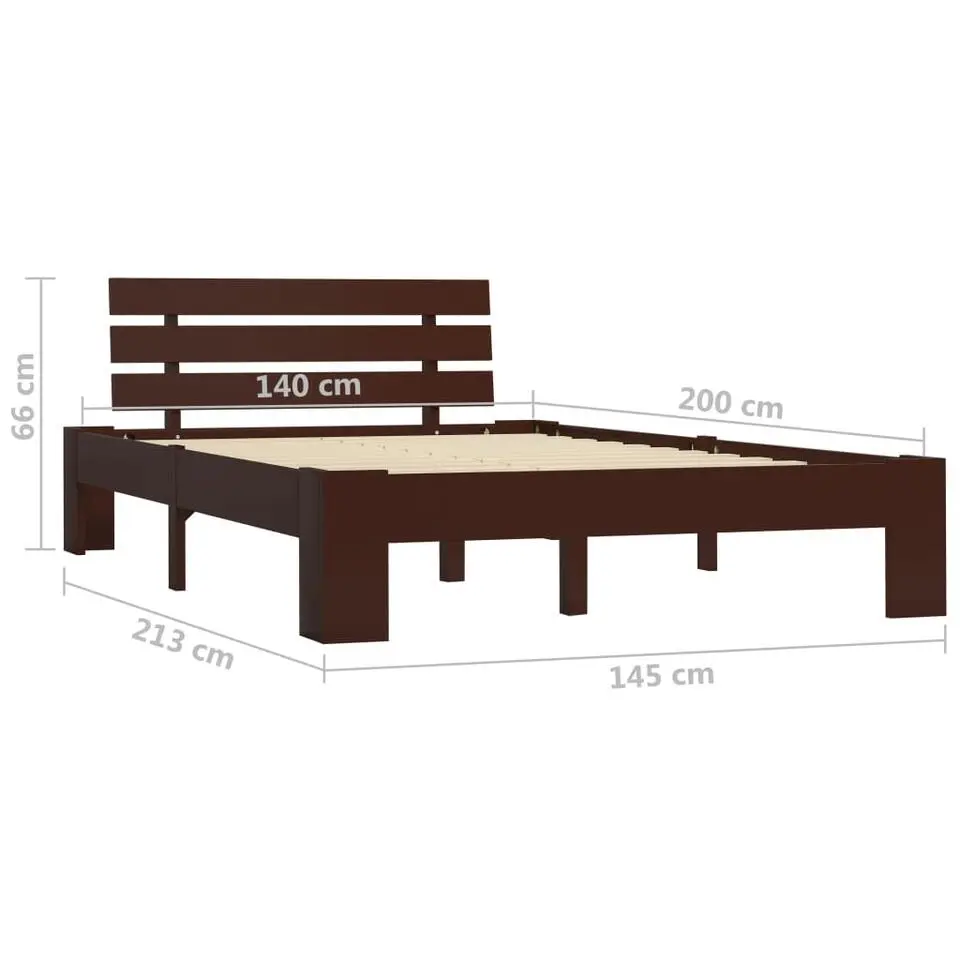 vidaXL - Bed frame - Donkerbruin - Massief grenenhout - 140x200 cm