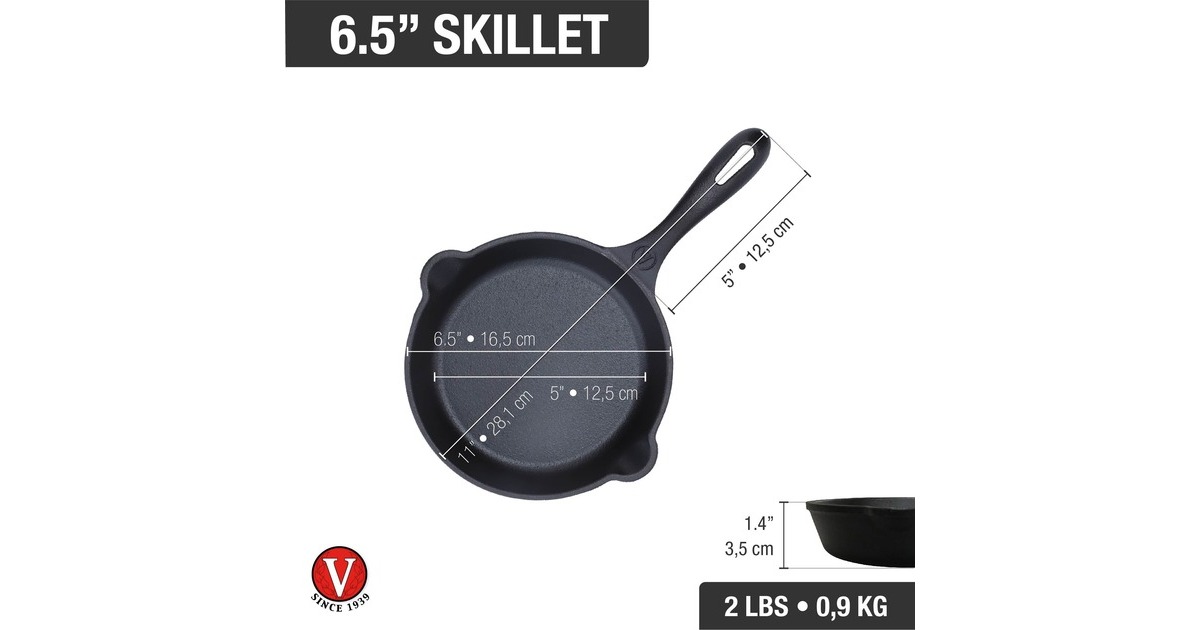 VictoriaSkillet 16,5 cm, Seasoned bak-/braadpan  (Zwart, Color packaging)