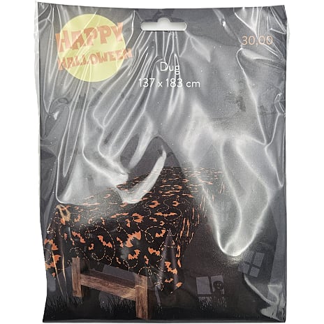 Halloween plastdug 130 x 180 cm - sort og orange