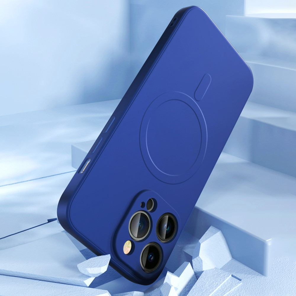 iPhone 14 Pro MagSafe Silikon Case Hülle mit Kameraschutz - Dunkelblau