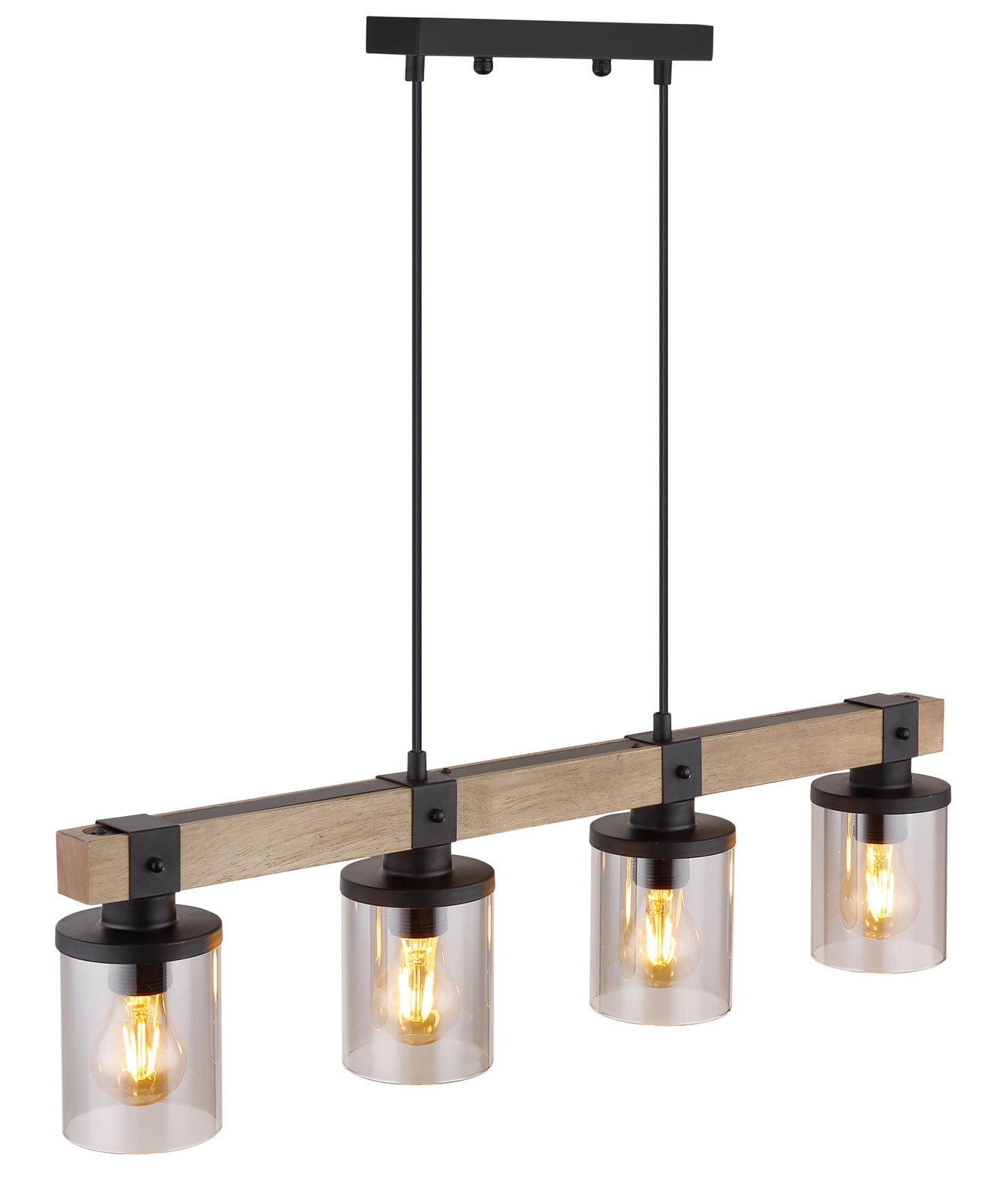 GLOBO Retrofit Balkenpendel LILA 73 cm Holz /rauchfarbig