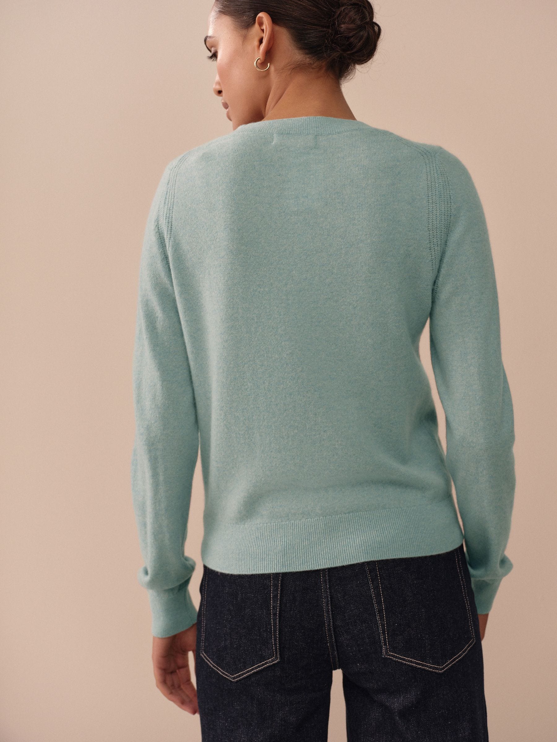 Lichtblauw - N.Premium 100% Cashmere Crew Neck Jumper