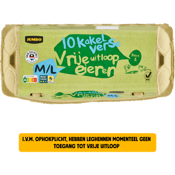 Jumbo Vrije Uitloop Eieren M/L 10 Stuks