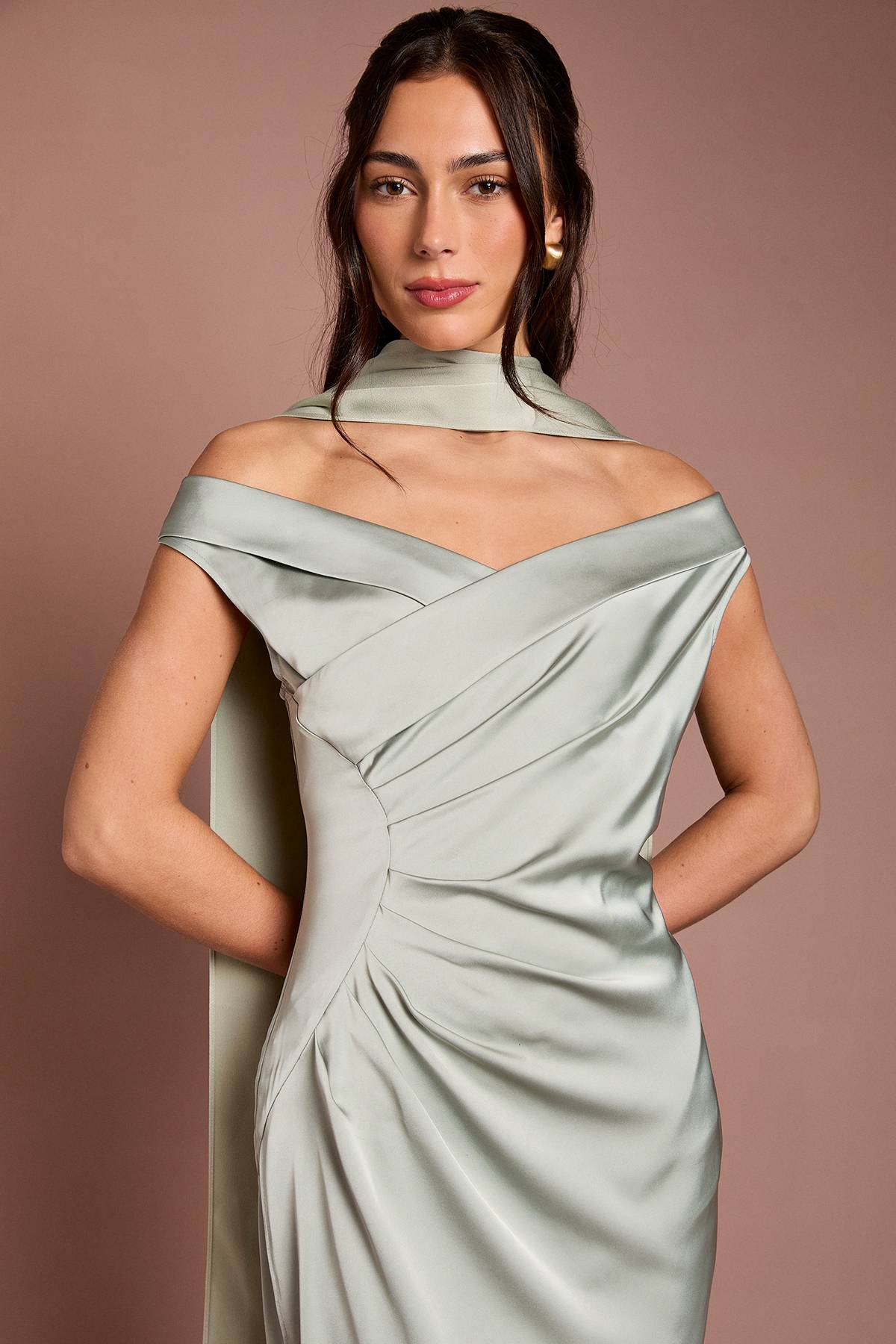 Coast Foulard En Satin Vert Sauge