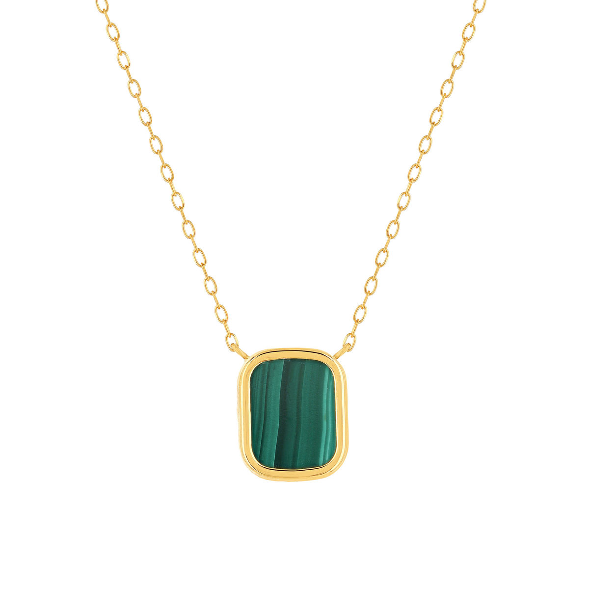 Collier or 750 jaune malachite rectangulaire 45 cm