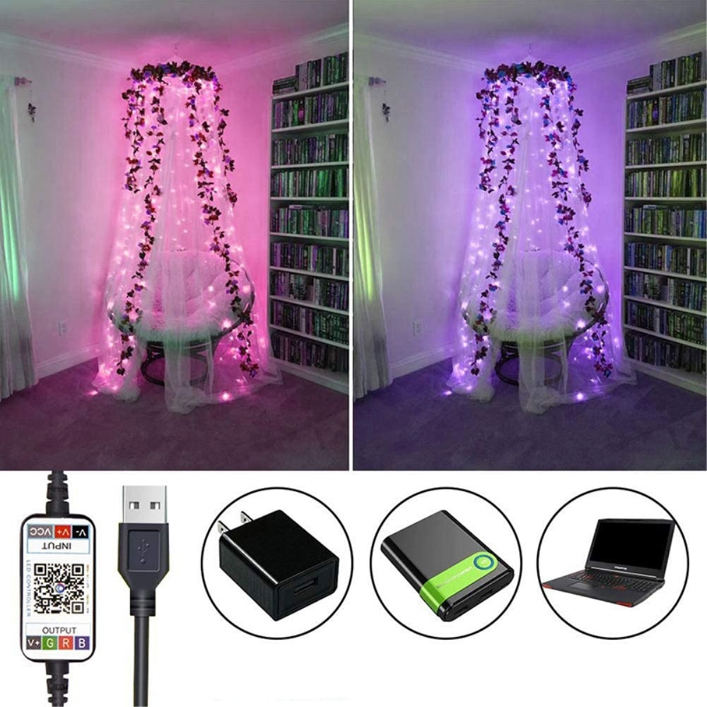 (10m) 100 LED's Bluetooth USB Lichterkette Soundgesteuerte RGB Beleuchtung mit App Steuerung (iOS/Android) IP65 - Bunt