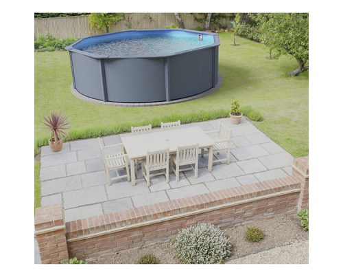 Opzetzwembadset Planet Pool rond Ø 350x120 cm incl. zandfiltersysteem, ingebouwde skimmer, trap, filterzand & aansluitslang antraciet