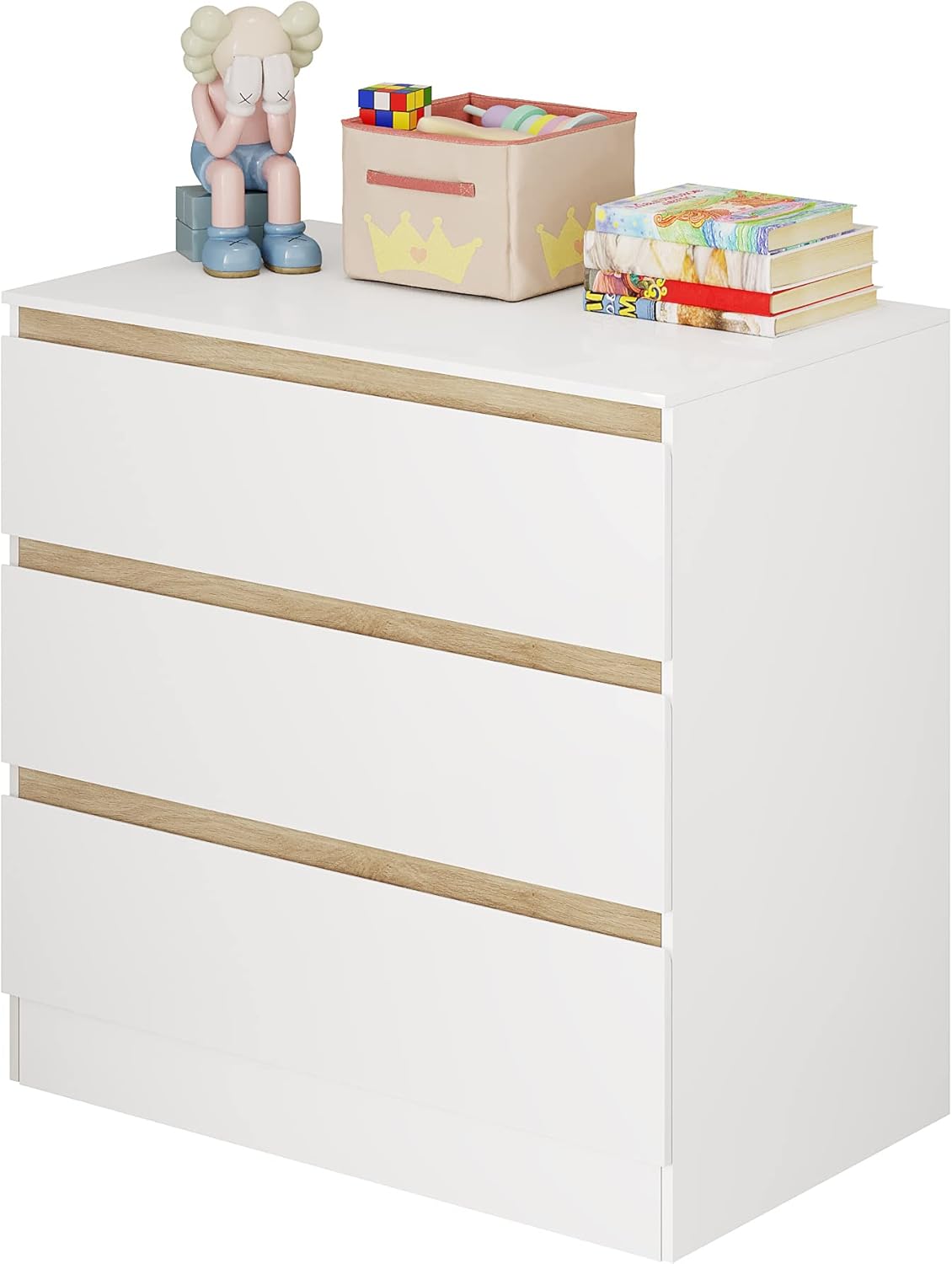 WOLTU Kommode mit 3 Schubladen, Sideboard und Kommodenschrank für Schlafzimmer Wohnzimmer Flur Badezimmer, Moderne Schubladenkommode, 80 x 78 x 48 cm
