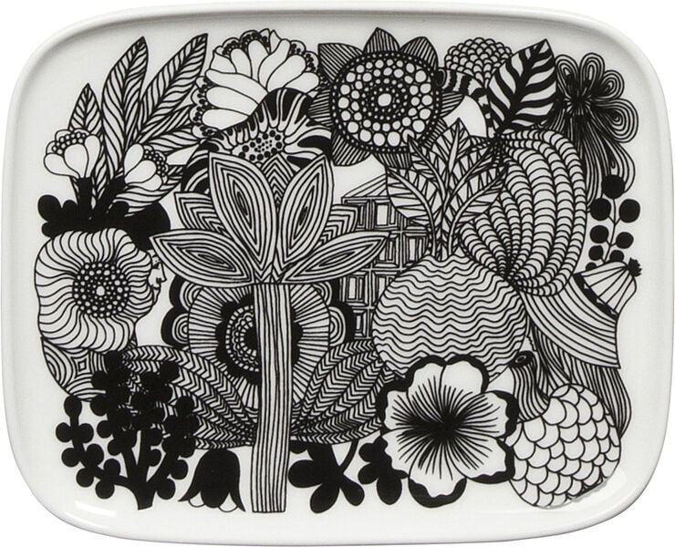 Marimekko Siirtolapuutarha tallerken 15x12 cm Hvid, sort