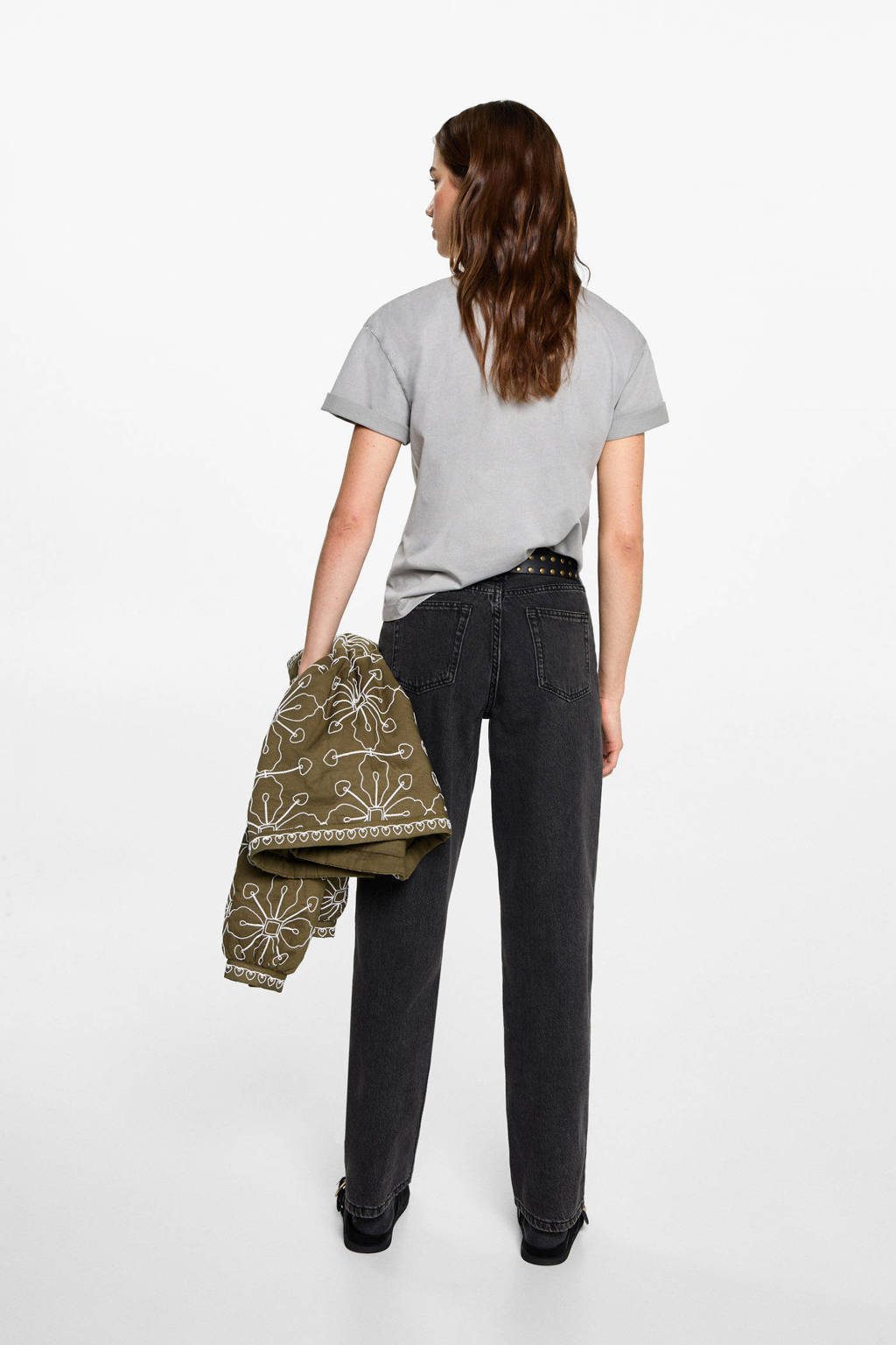 MANGO TEEN straight high waist grey denim