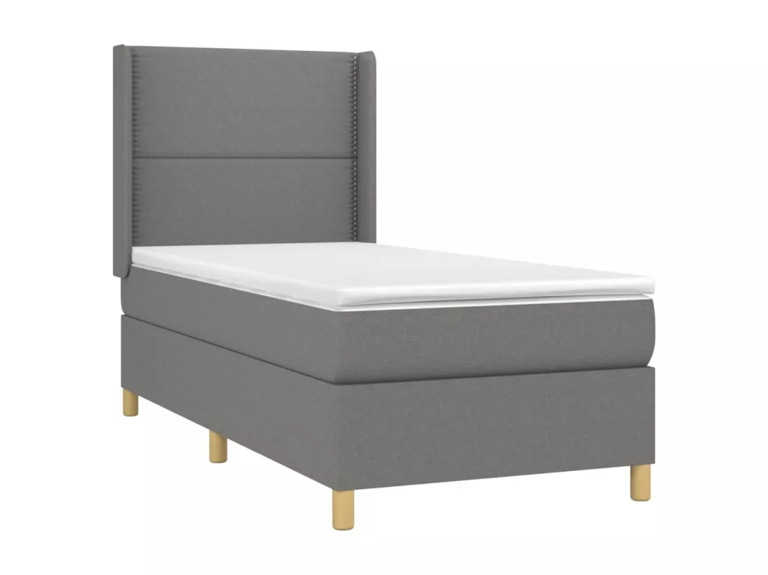 Sommier tapissier avec matelas et LED Gris foncé 90x190cm Tissu