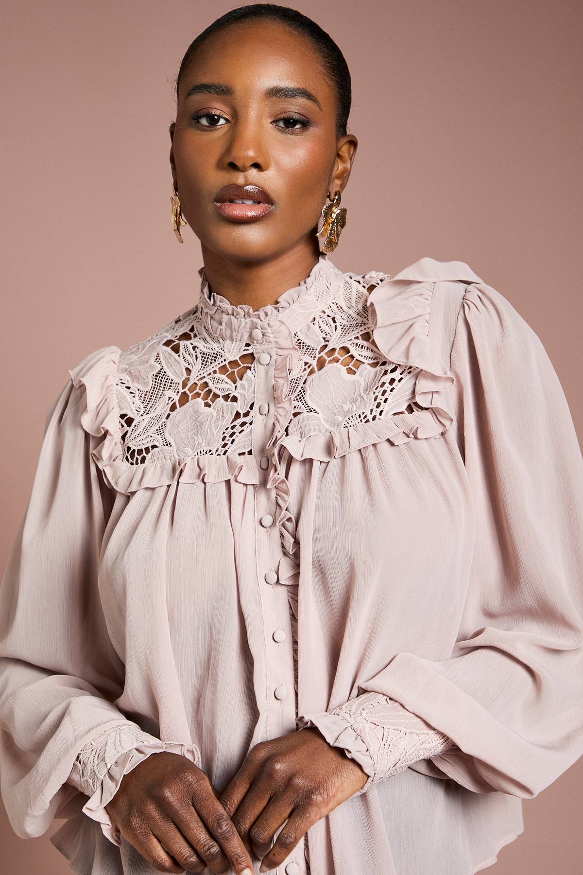 Coast Blouse en Georgette à Finitions Dentelle